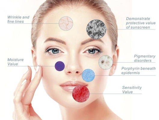 เครื่องวิเคราะห์ความหยาบผิว 7 ภาษาเครื่องใบหน้า Dermatology Device